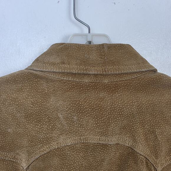 Vintage Live A Little Tan Leather Western Cowgirl Festival Button Up Shirt Sz M - Picture 8 of 9